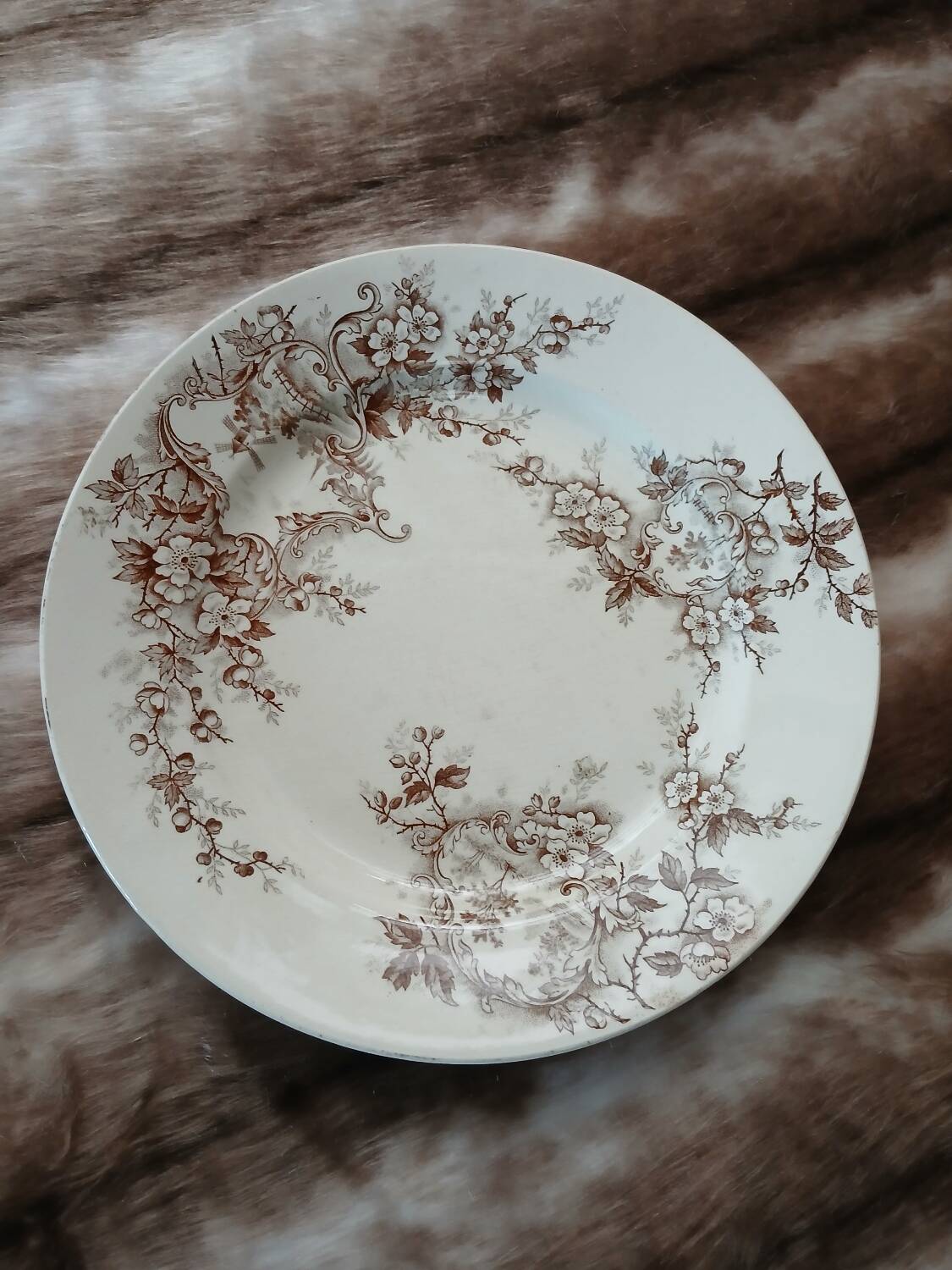 12 antique flat plates in ironstone