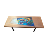 Rectangular coffee table in the 1950s vintage wood and resin