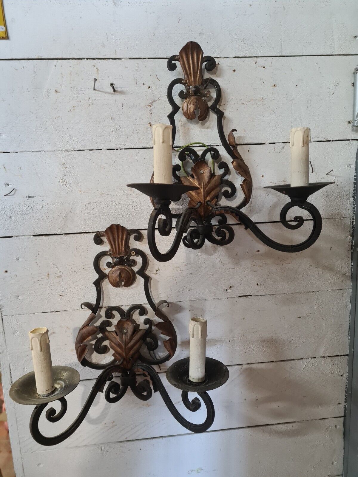2 wrought iron sconces