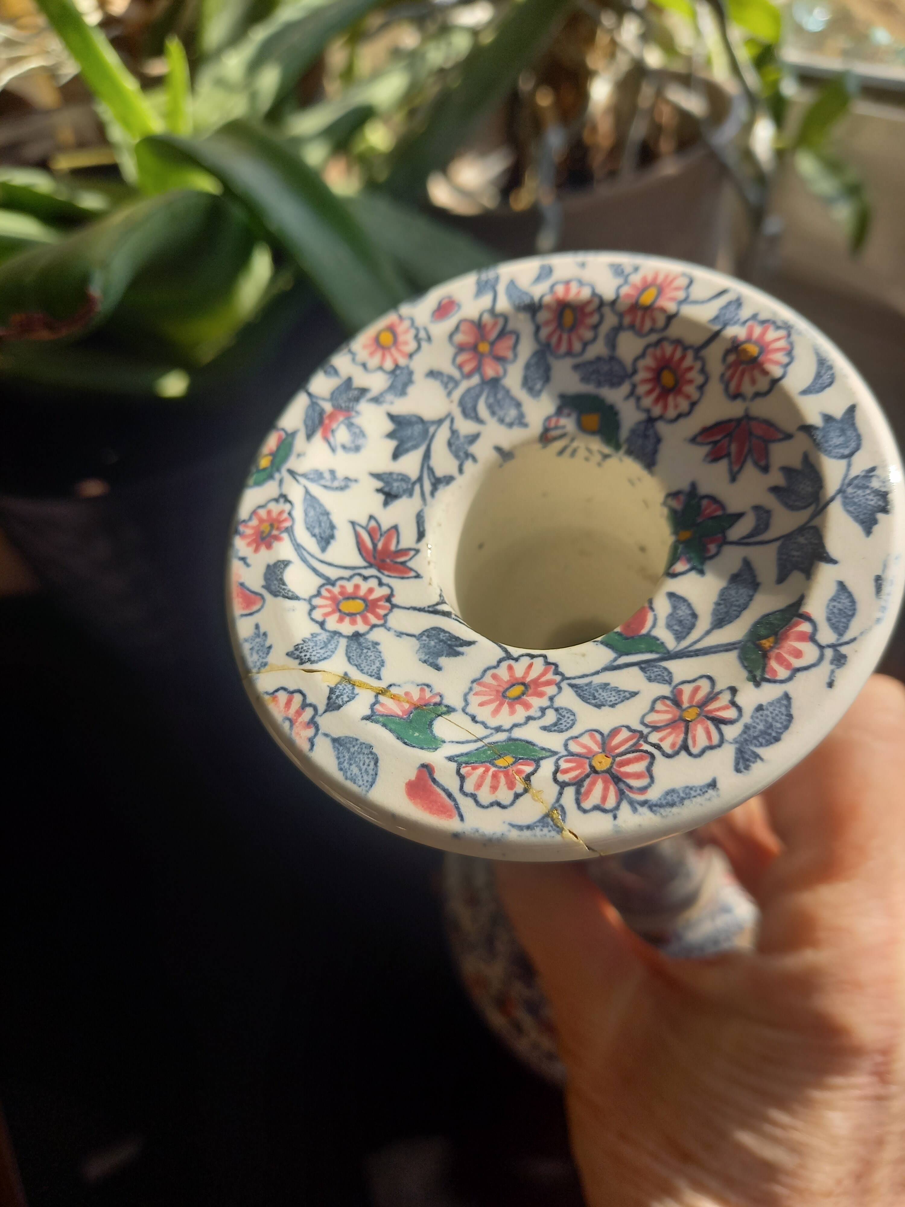 Gien earthenware lamp base, vintage Cachemire model