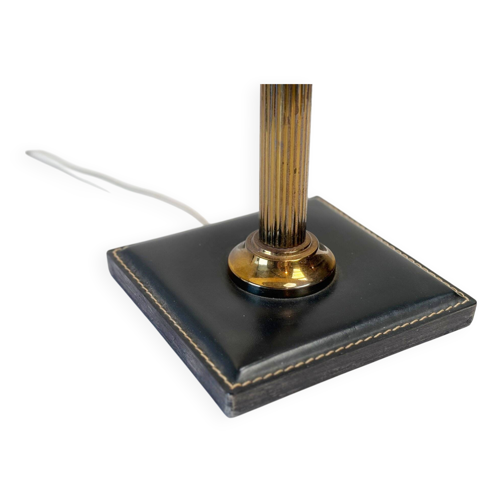 Black leather table lamp