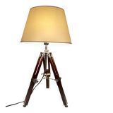 Vintage wooden and metal tripod lamp – 1970s