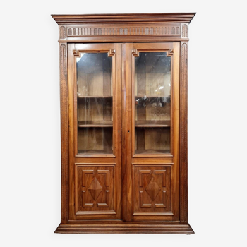 Renaissance bookcase in walnut with blond patina circa 1850 (b)