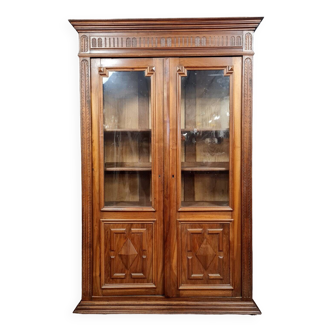 Renaissance bookcase in walnut with blond patina circa 1850 (b)