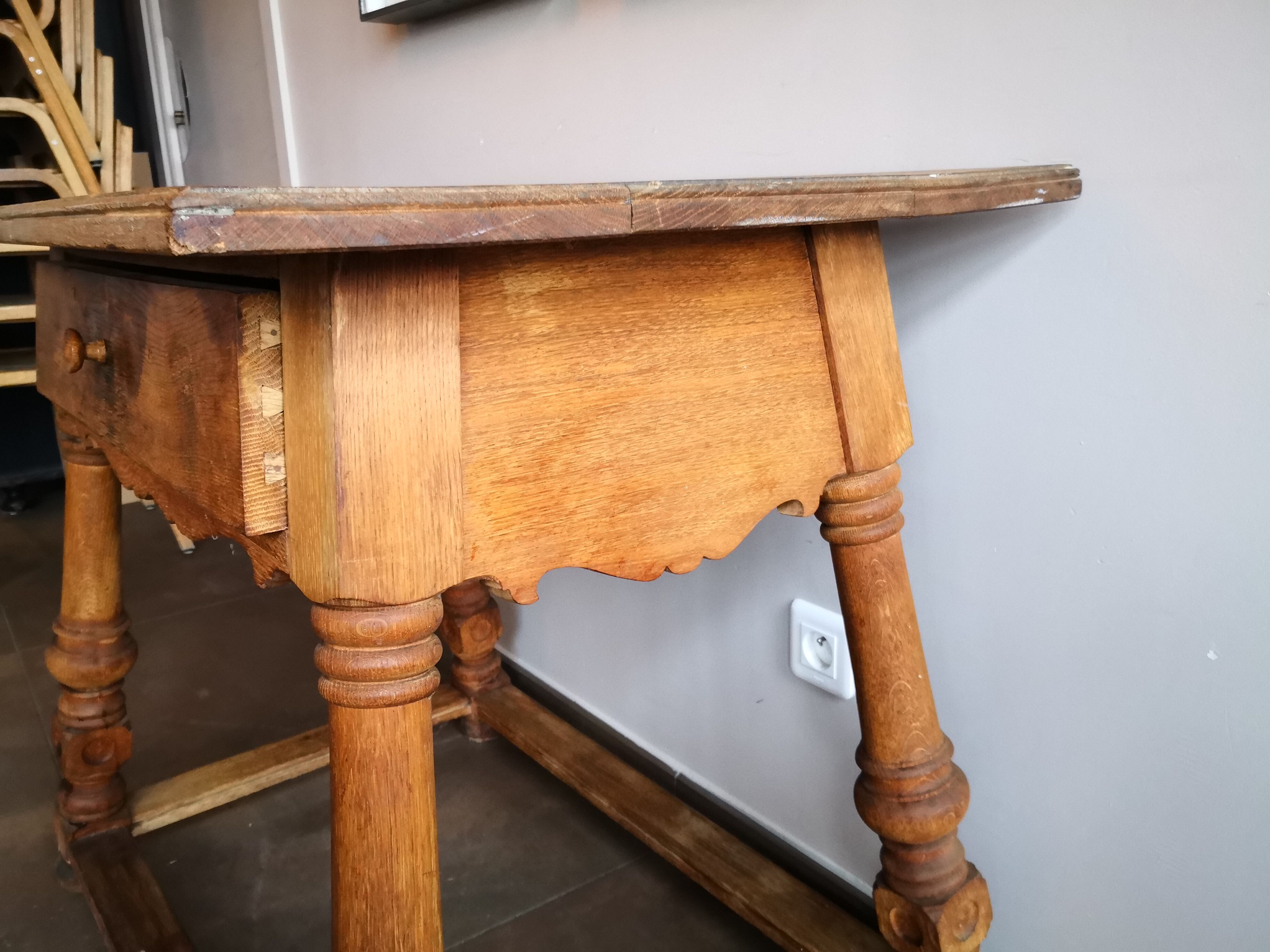Old country desk feet turned