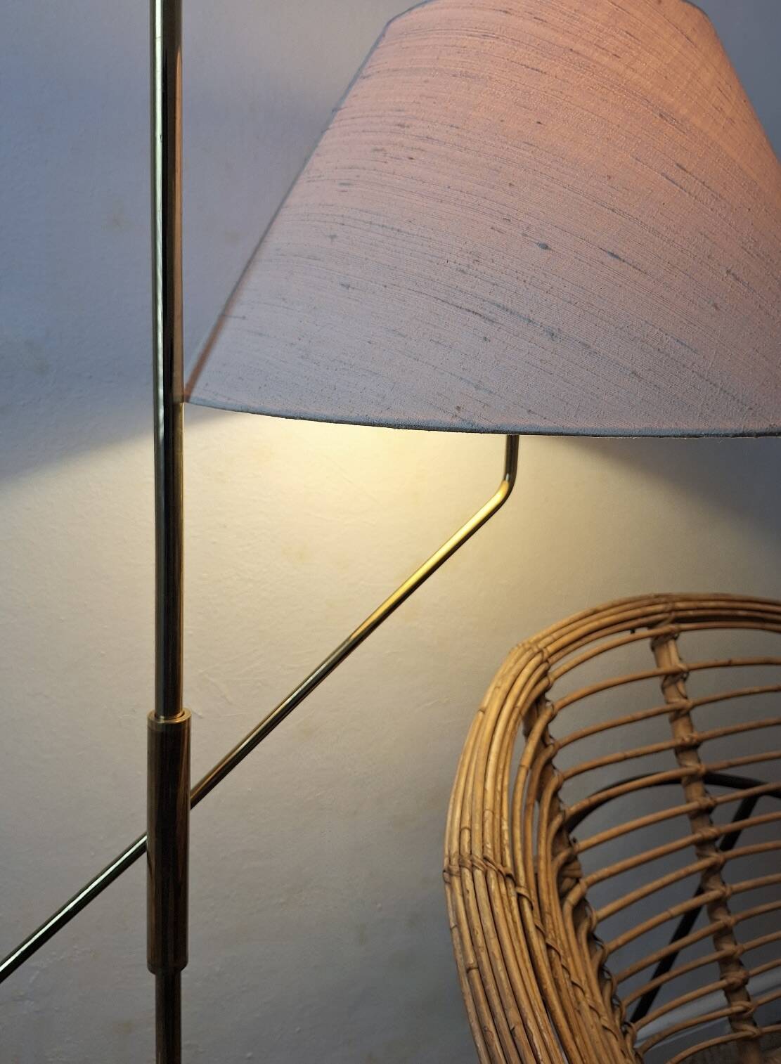Mid century 360 deg. swing and height adjustable brass floor lamp, 1950s