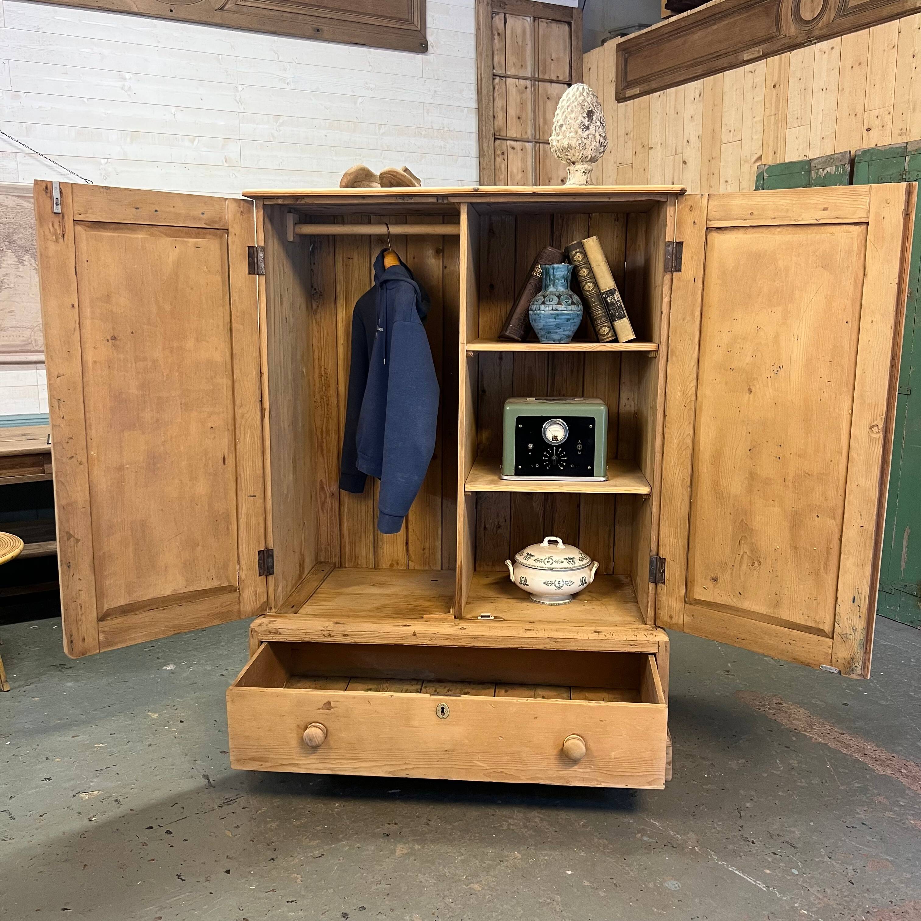 English wardrobe in raw wood