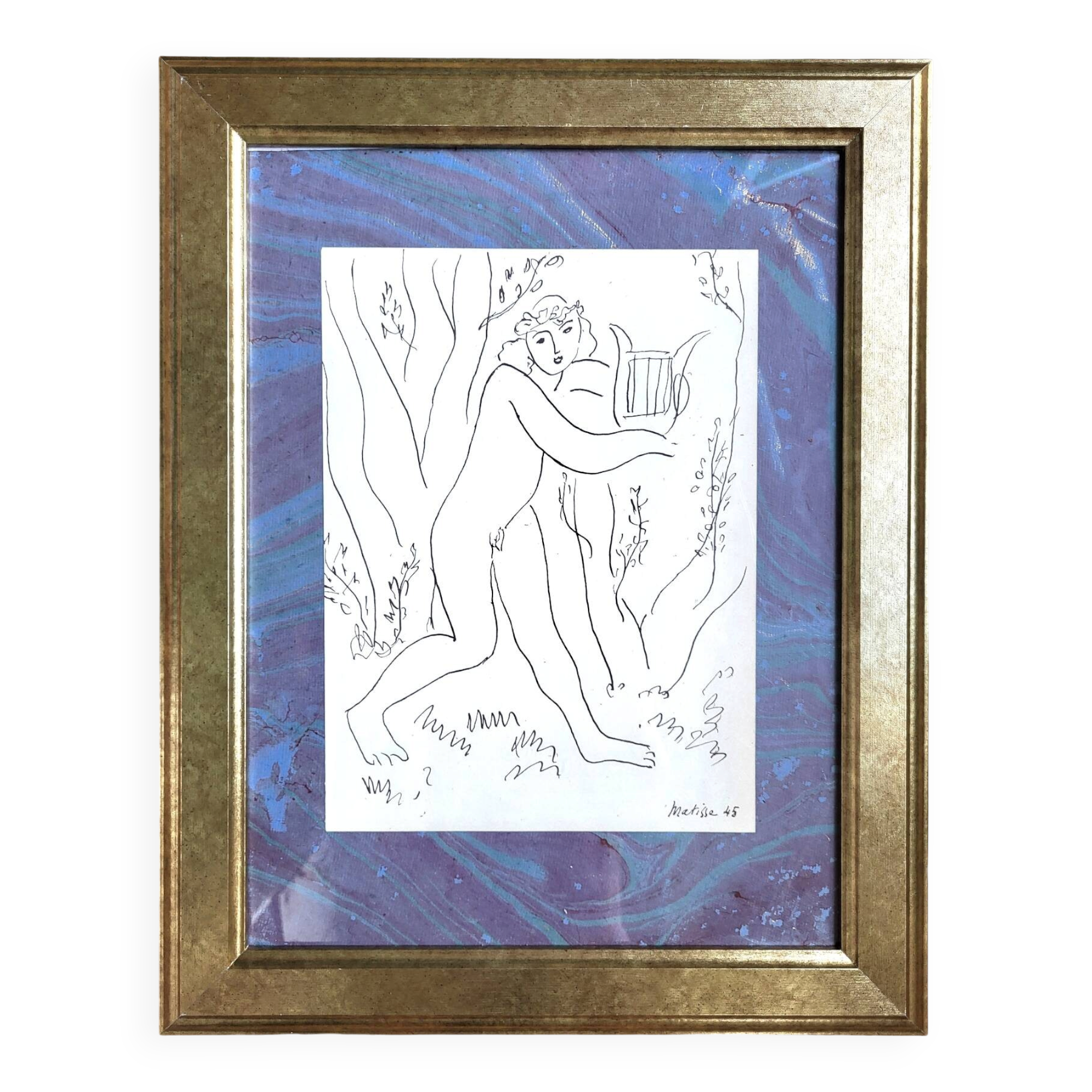 Framed table Lithograph Henri Matisse Orpheus Edition Mazenod 1945