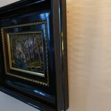 “riviere” painting on metal emaux de limoges signed