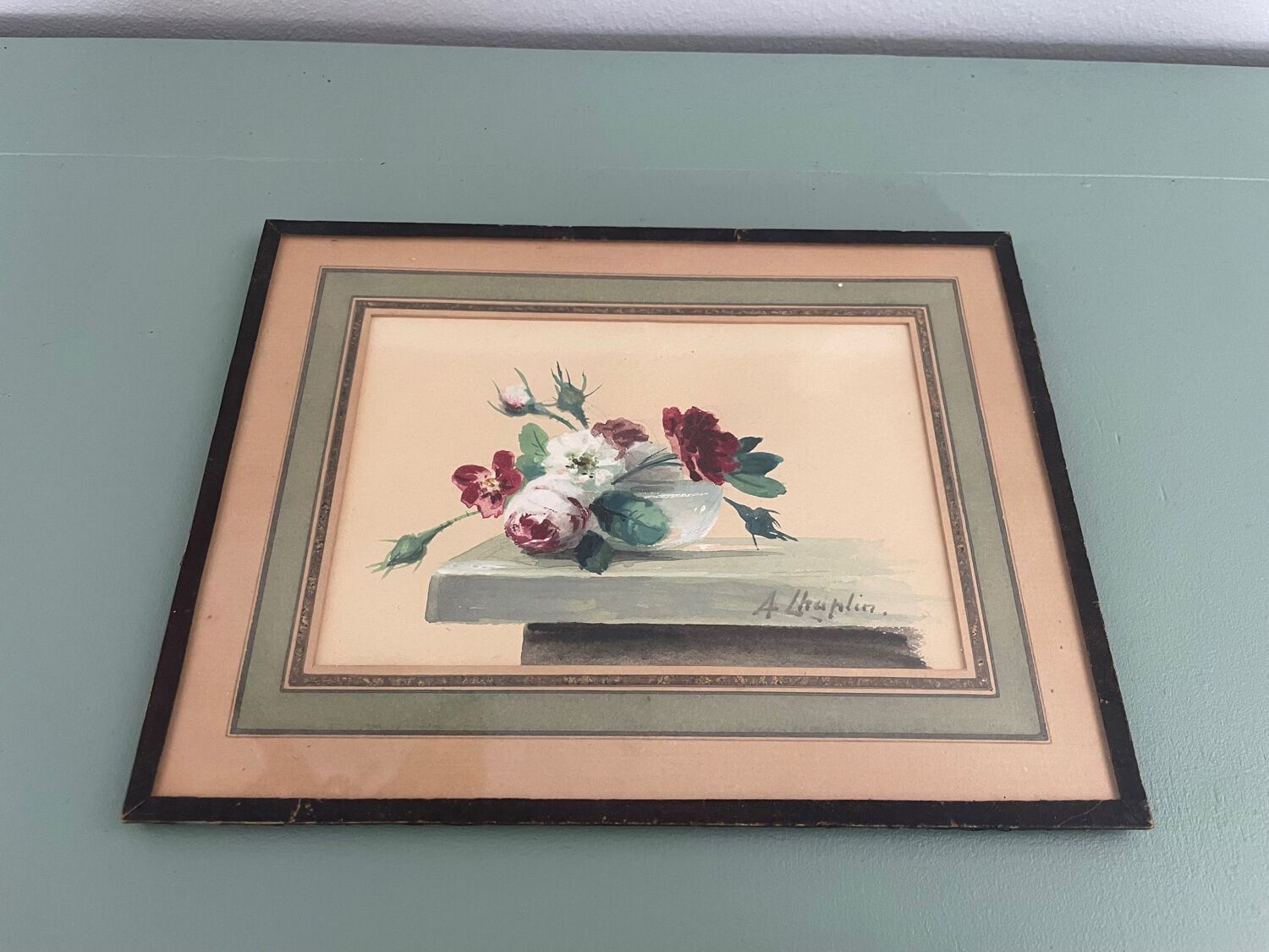 Arthur Chaplin watercolour painting still life bouquet of flowers