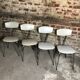 Set of 4 chairs iron and white vinyl 1960 Columbus Creation