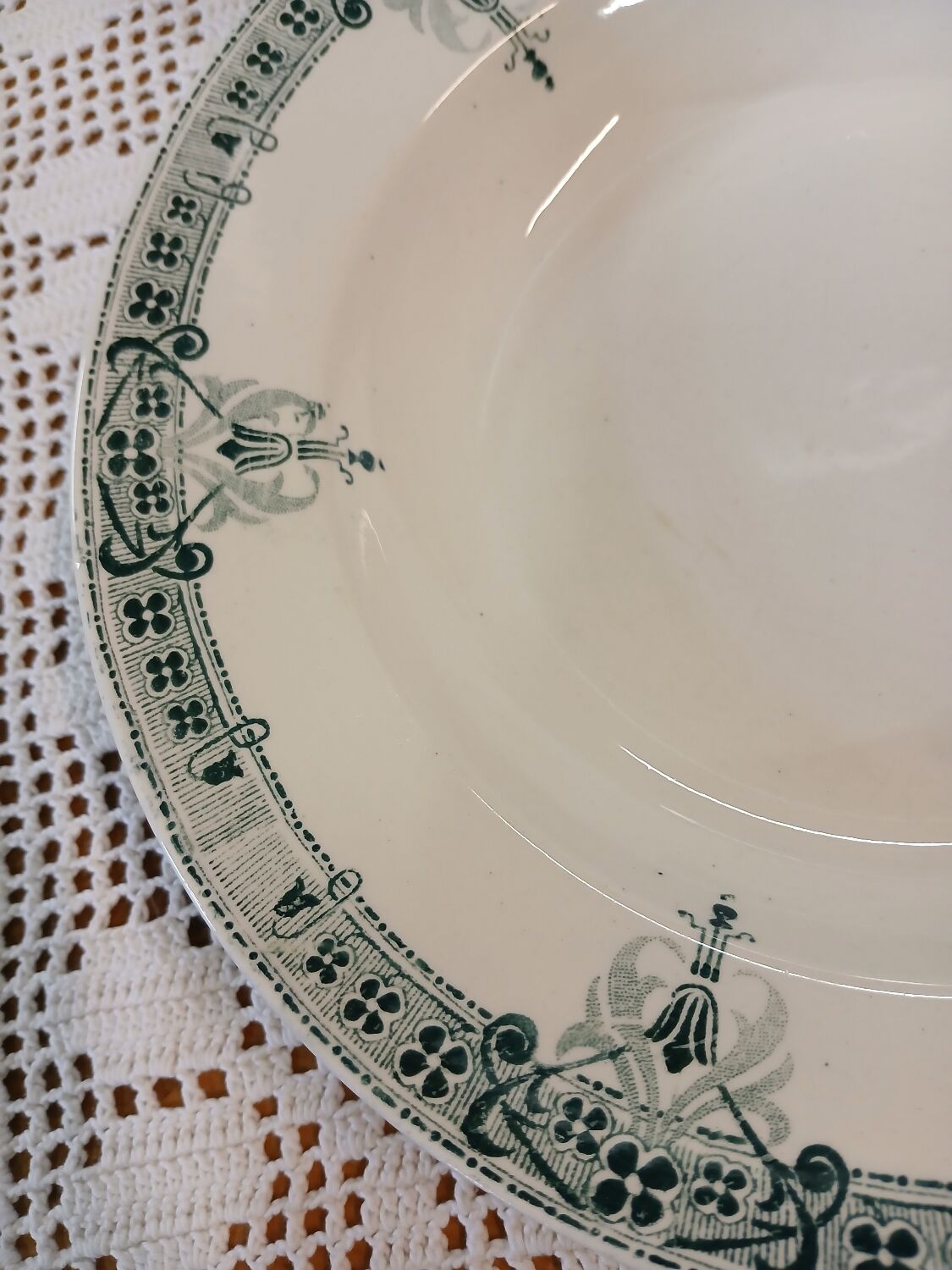 6 antique ironstone soup plates