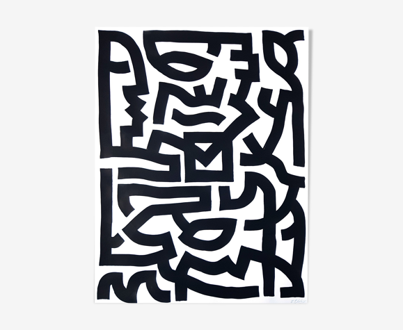 Peinture sur papier "Coché"