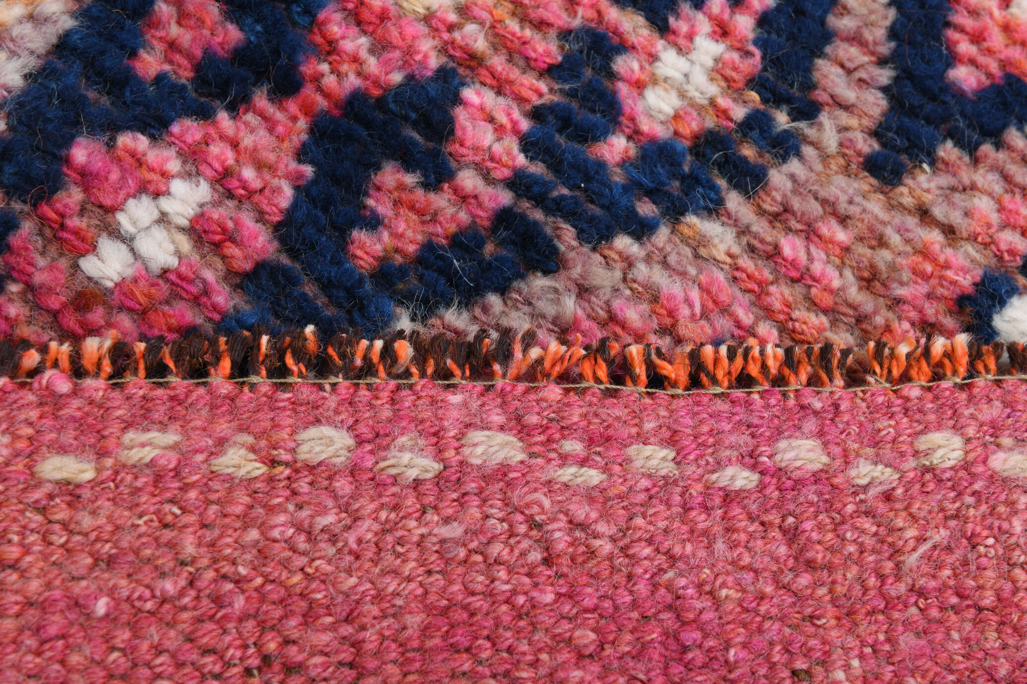 3x9 navy blue & pink turkish runner rug 79x272cm