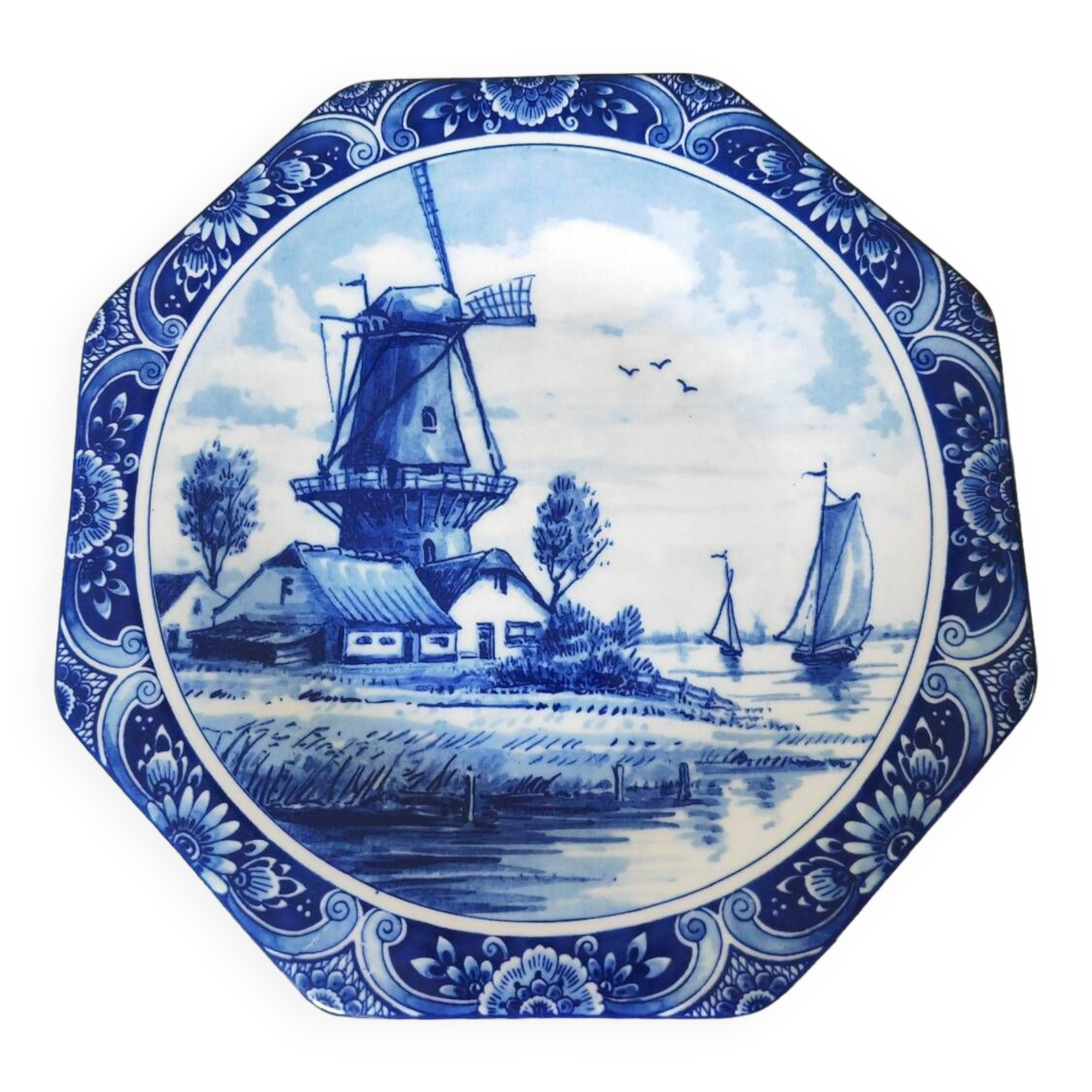 Delft mill and boats plate
