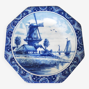 Assiette Delft moulin et bateaux