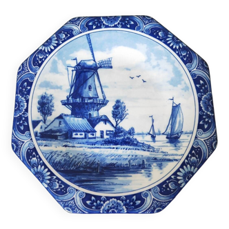 Assiette Delft moulin et bateaux