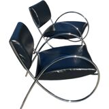 2 Fauteuils Design en métal chromé, 1980