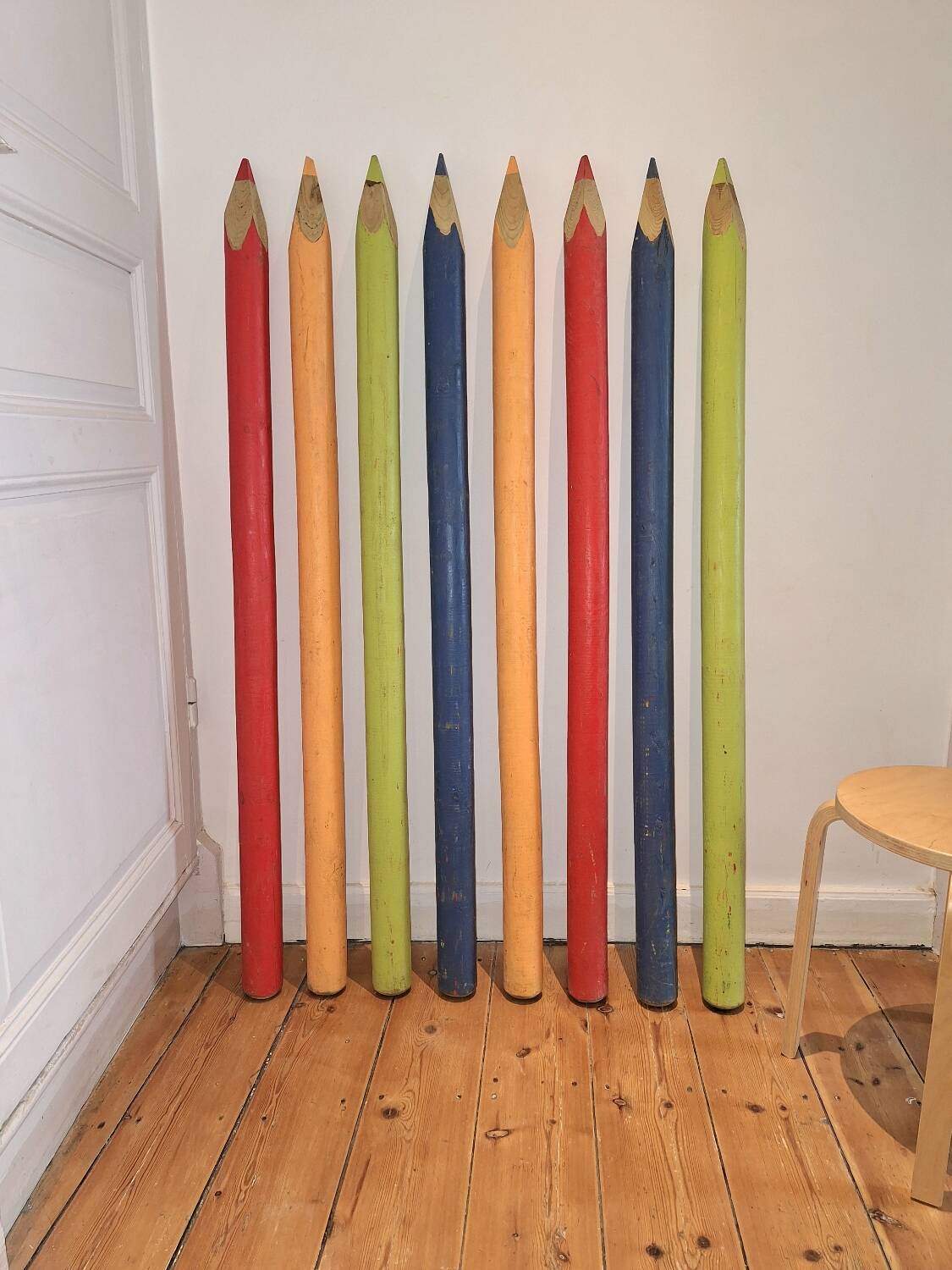 Height 141cm giant wooden colored pencils, retro decoration