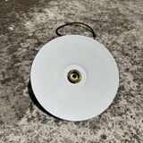 Suspension vintage en tôle émaillée verte et noire déco rétro fermé