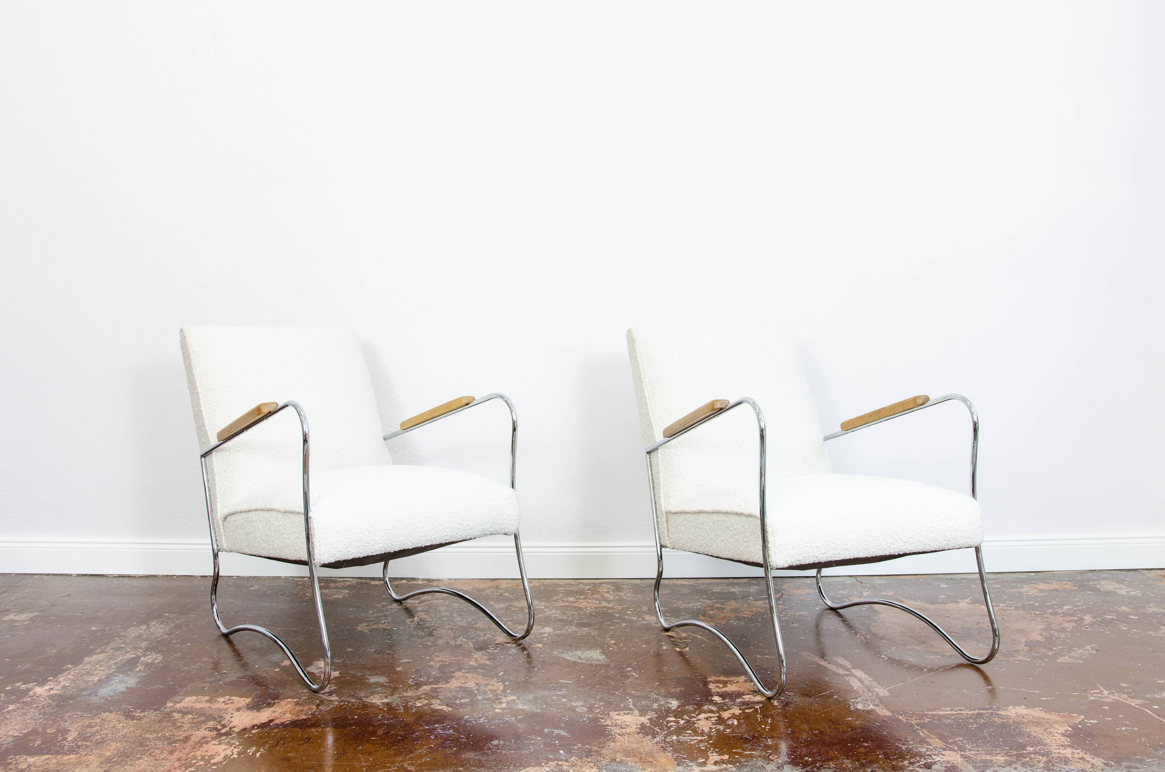 Bauhaus style armchairs, 1950s, Poland, set of 2