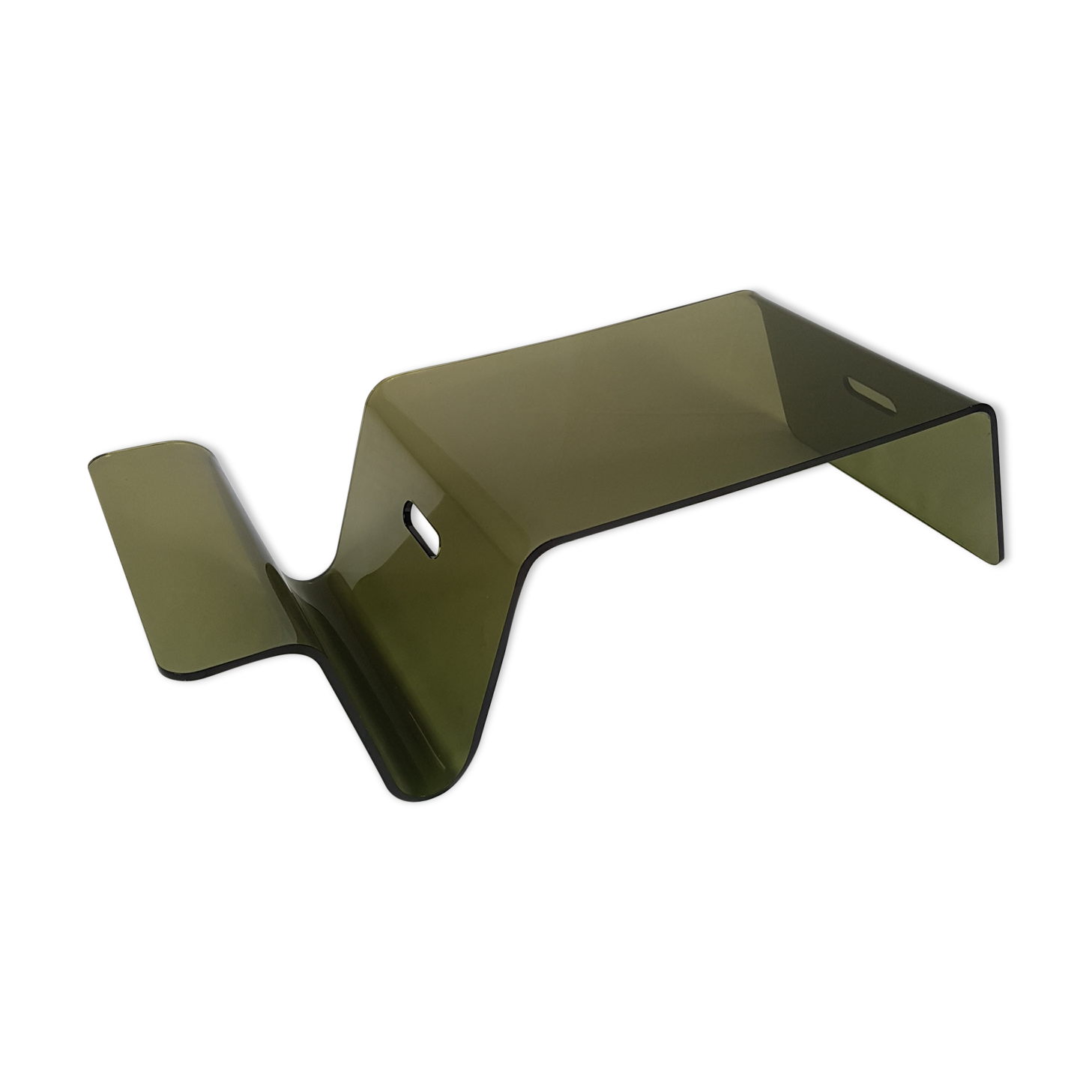 1970 smoked Plexiglas side table