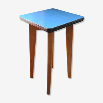Wooden stool and blue formica - 50s/60s