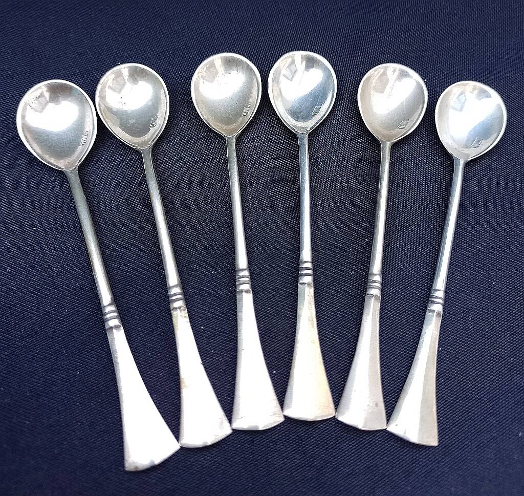 Art Deco 800 Silver Teaspoon Demitasse Marked Set of 6
