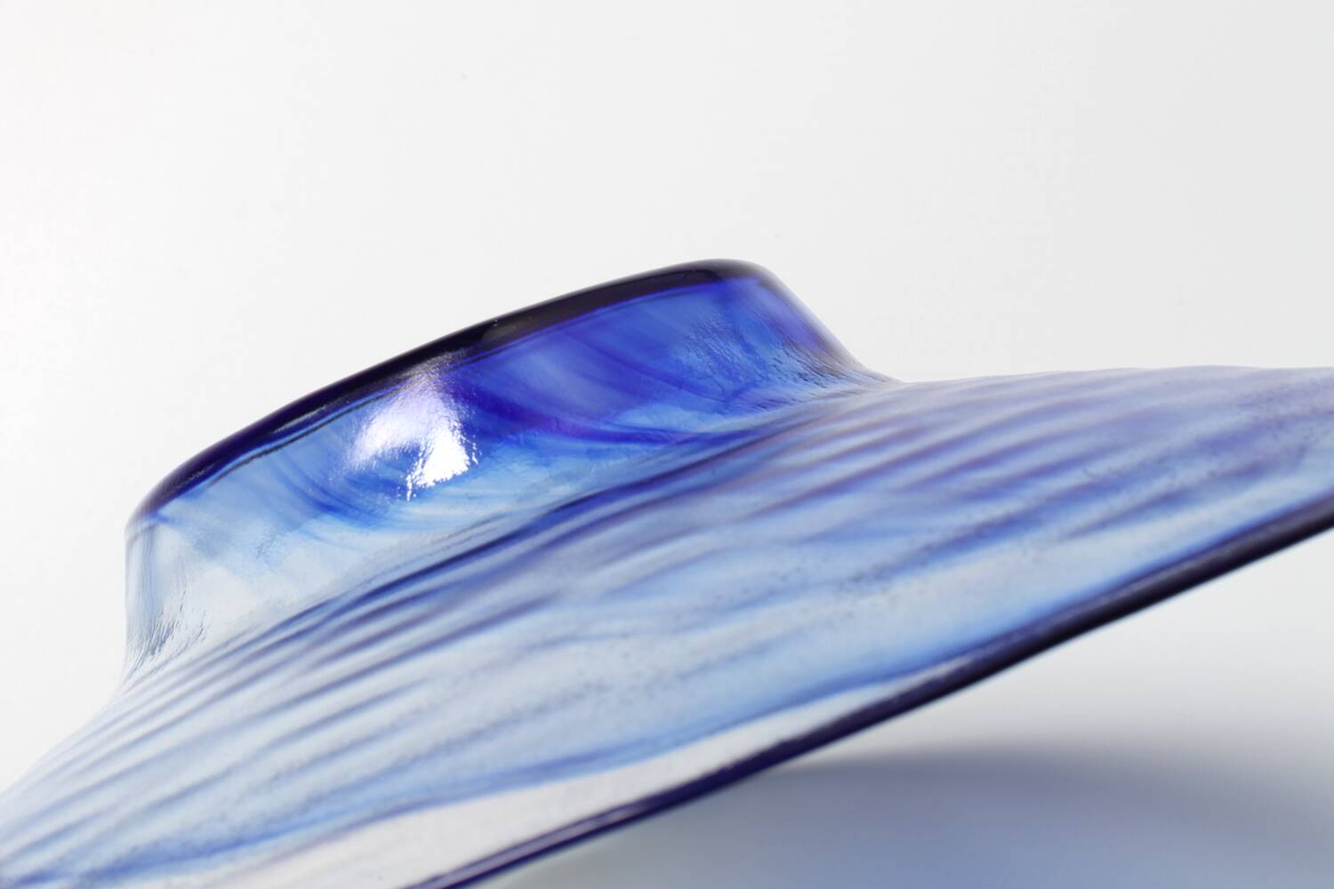 Mid-Century Bormioli Rocco Blue Swirl Glass Bowl - Italy 1990s