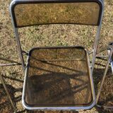 Lot 5 folding chairs in brown plexiglass 70s