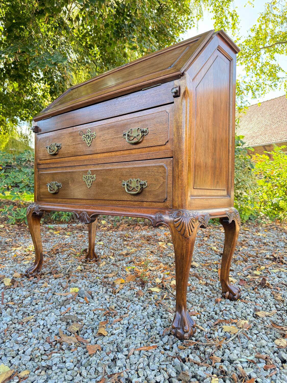 Chippendale Style Mahogany Slant-Leaf Desk/Secretary