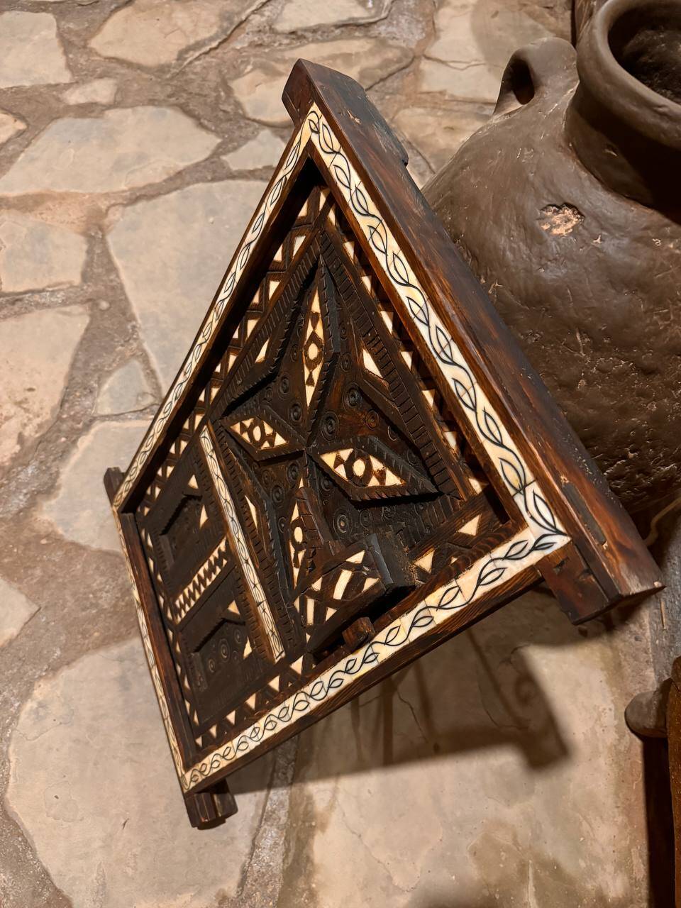 Berber heritage: ancient door decorated with camel bones