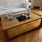 Table basse en verre et chêne massif