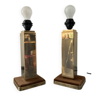 Pair of Hollywood Regency brass table lamps from the 1970s.