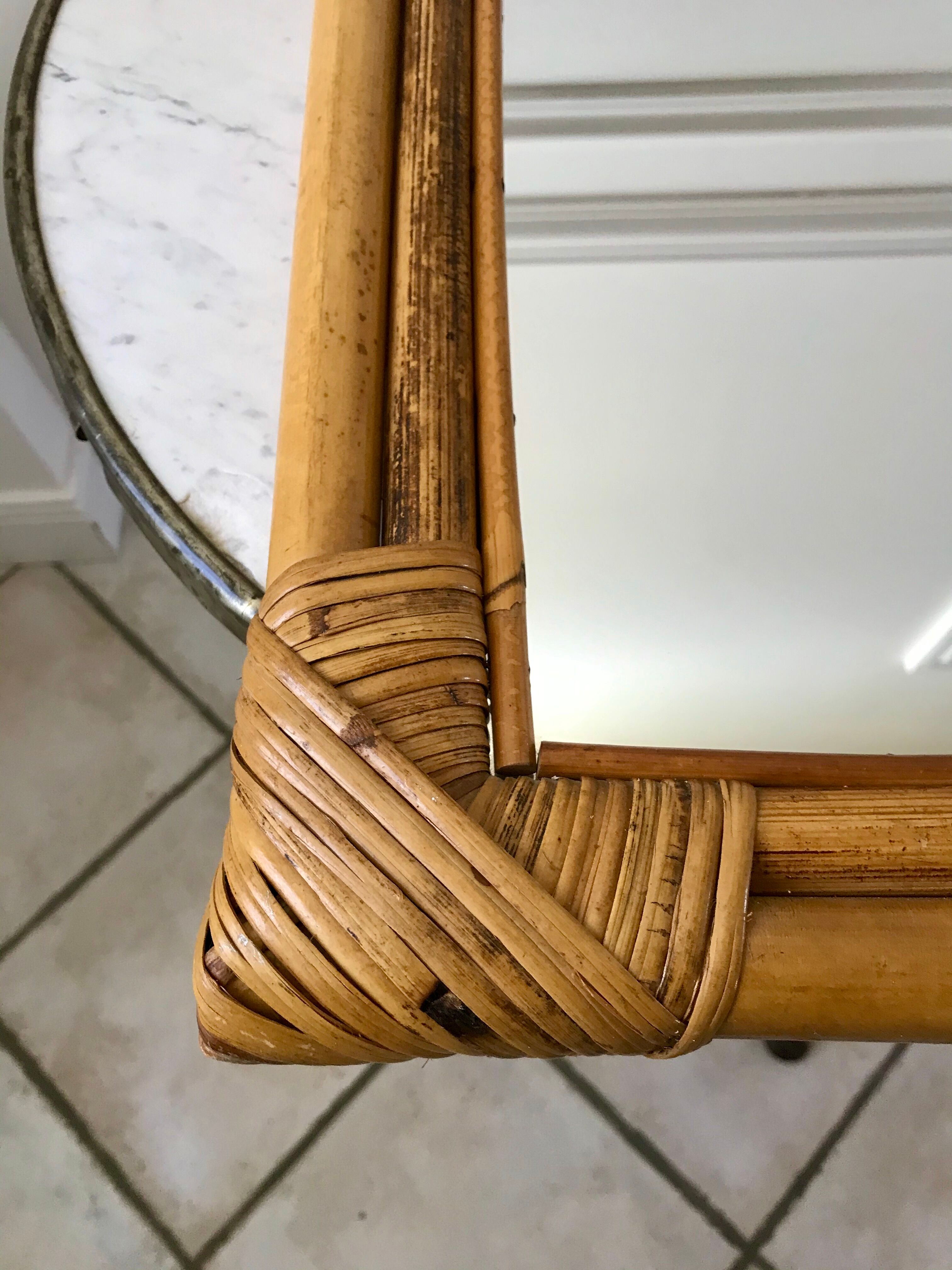 Rattan bamboo mirror 60s-70s