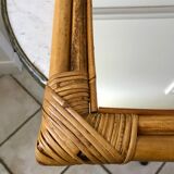 Miroir bambou en rotin années 60-70