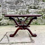 Coffee table in white marble and mahogany wood