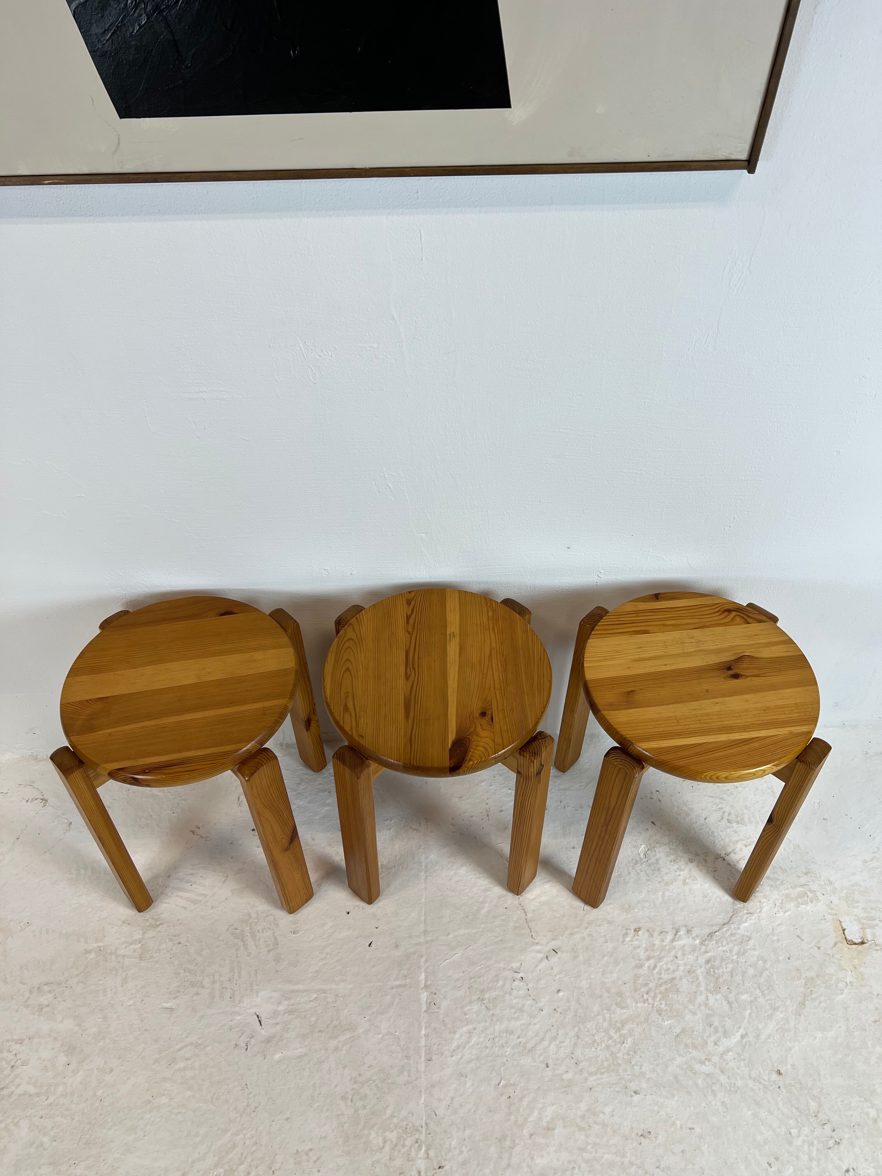 Mid-century stool trio, 1970