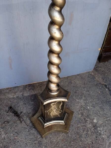 Silver carved wood floor lamp from the 1940s