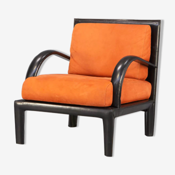 Fauteuil lounge en cuir des années 80 pour Roche Bobois