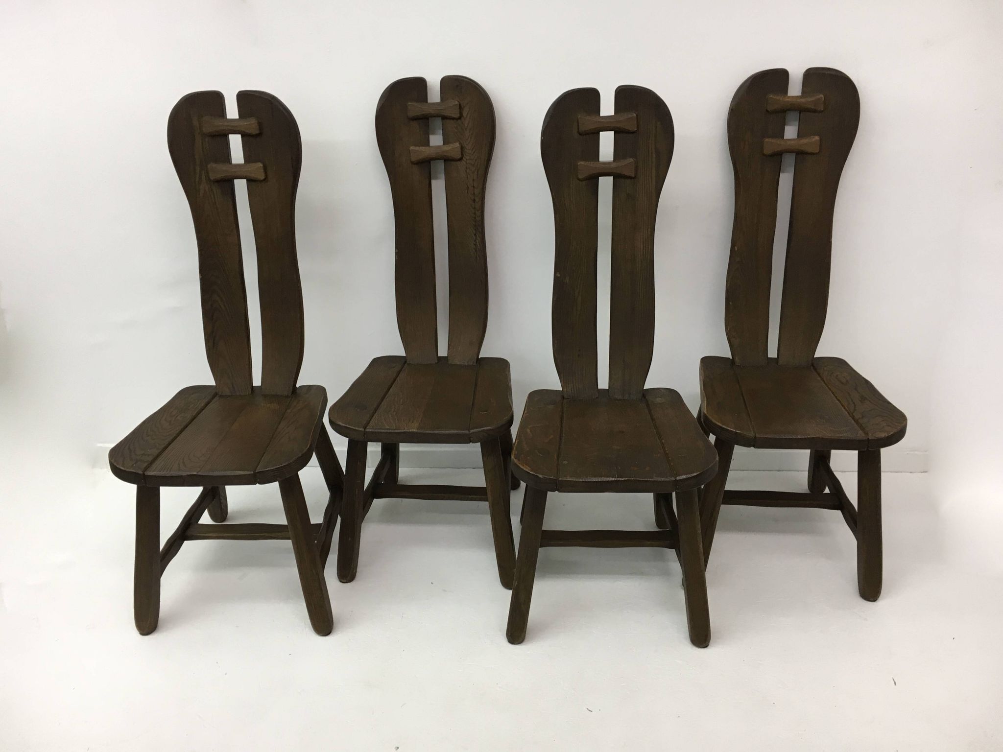 Set of 4 Belgian Brutalist Dining Chairs from De Puydt, 1970’s