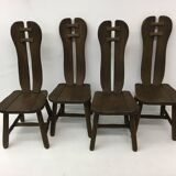 Set of 4 Belgian Brutalist Dining Chairs from De Puydt, 1970’s