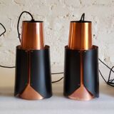 Vintage black brass 'østerport' pendant and wall lamp by Bent Karlby for Lyfa, Denmark 1960s