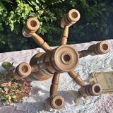 Vintage Scandinavian Candle Holder in Natural Wood, 60s Design - 7 Candles