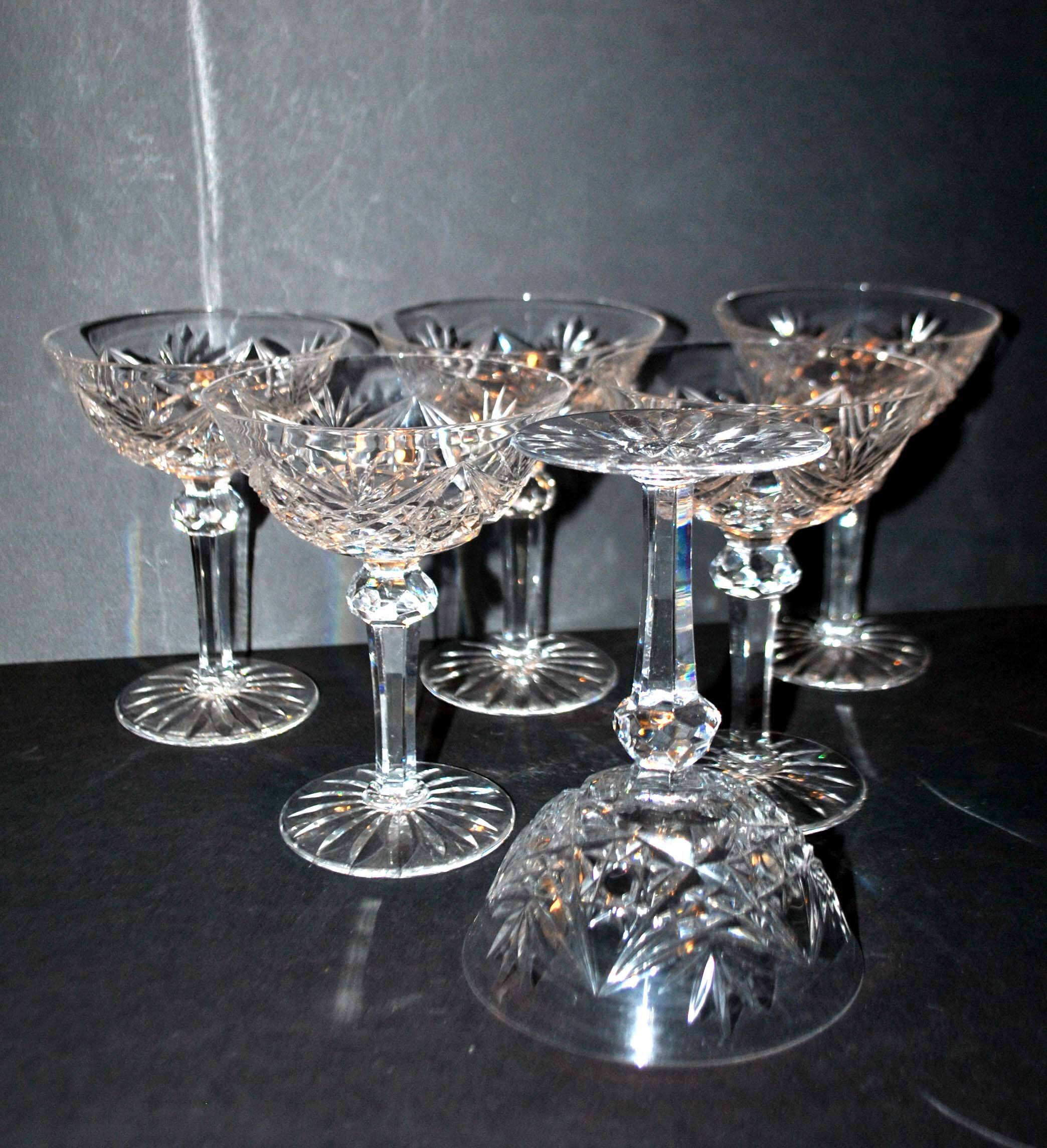 Set of 6 vintage champagne glasses in cut crystal SAINT-LOUIS? LEMBERG?