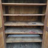 Old rustic Parisian wardrobe patinated white in oak and fir