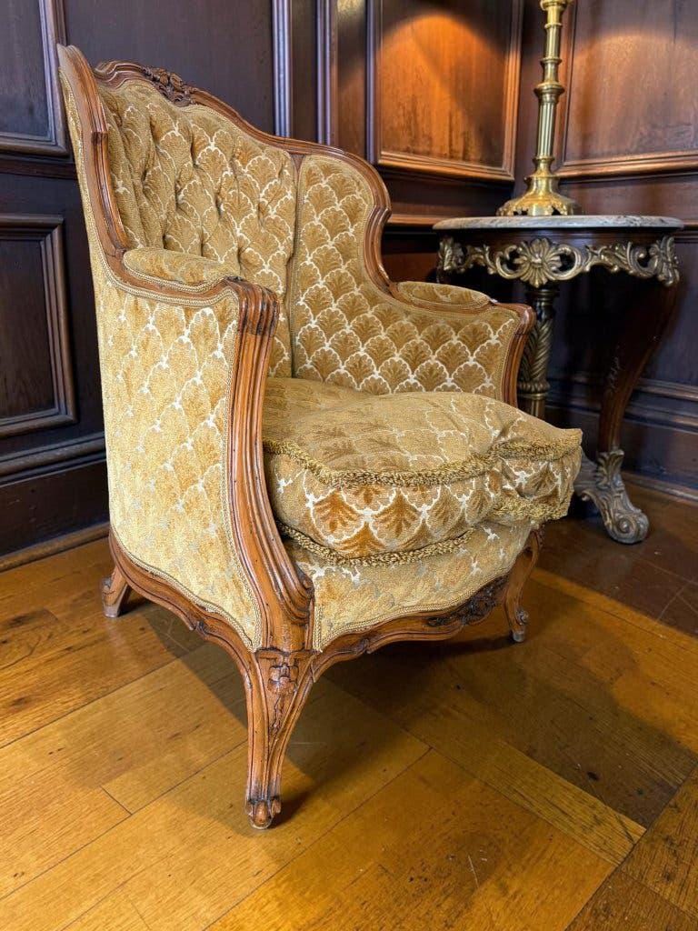 Fauteuil baroque vintage jaune doré / une place / canapé