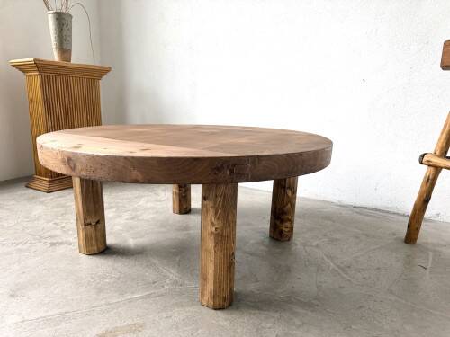 Round brutalist coffee table from the 1950s.