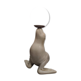 Lampe otarie en céramique et globe en opaline blanches