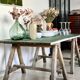 Table basse sur tréteaux anciens en bois
